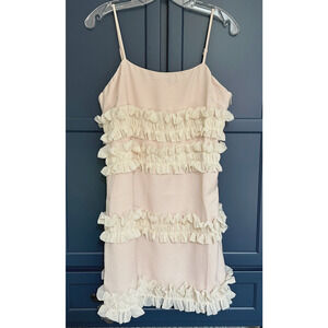 English Factory Frill Cami Dress Size M Adjustable Straps Beige Slim Fit NWT